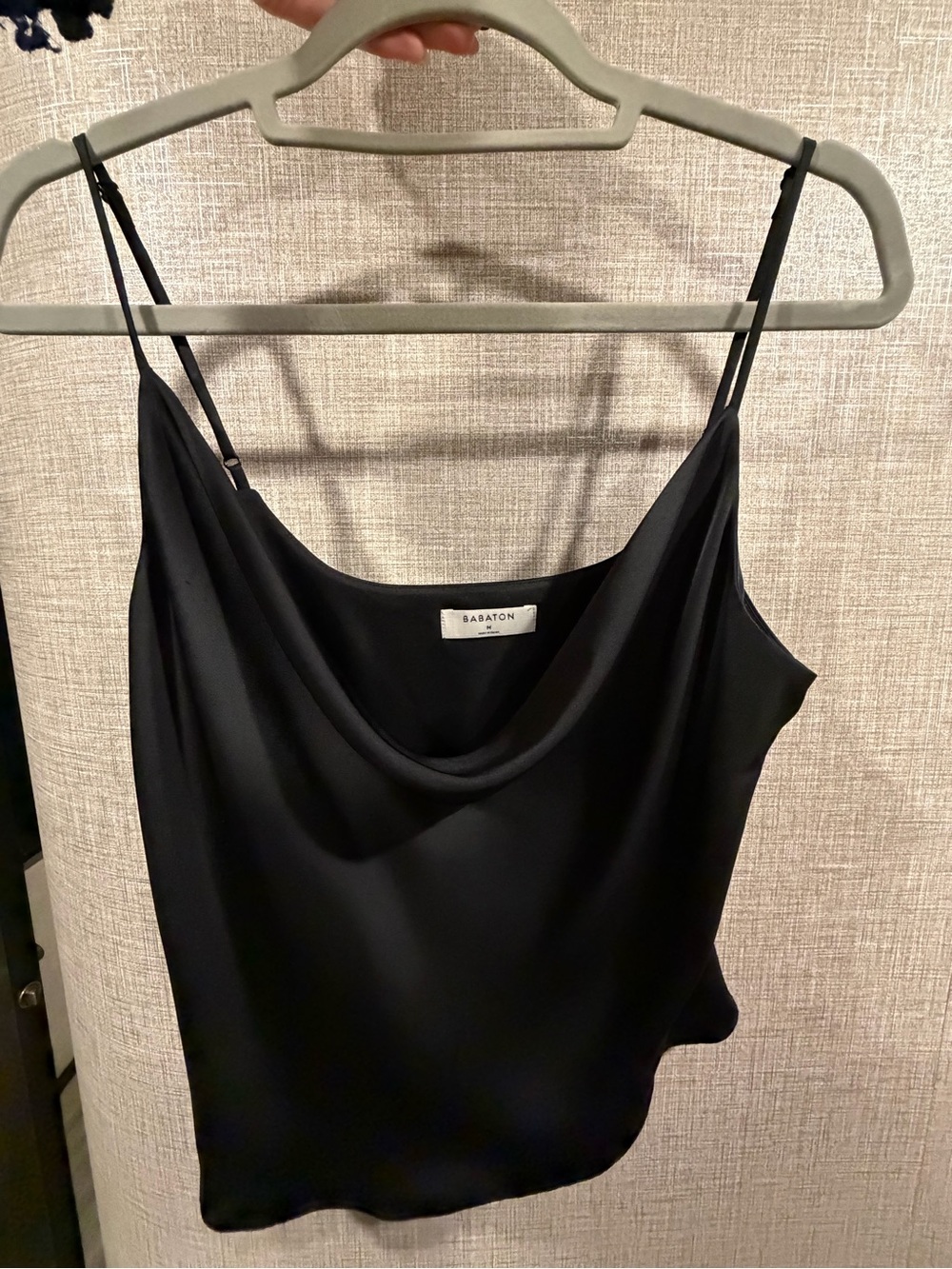 Aritzia Babaton Black Satin Cowl Neck Camisole